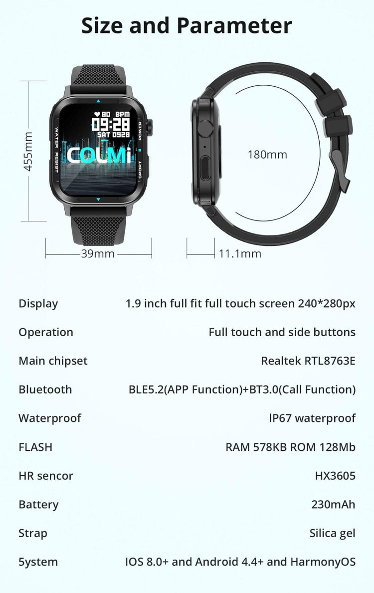Colmi M41 Black Smart Watch South Africa 