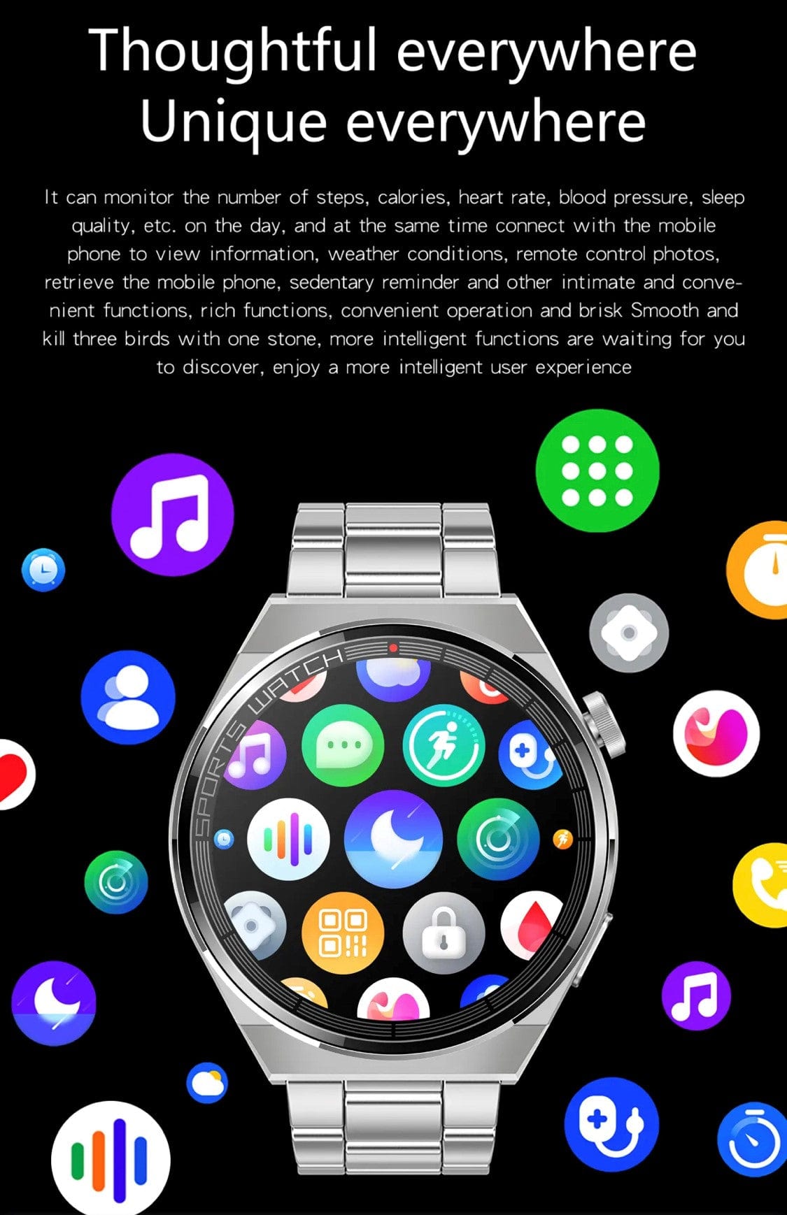 Smartoby Black Smart Watch with extra leather Straps - Smart Watch SA