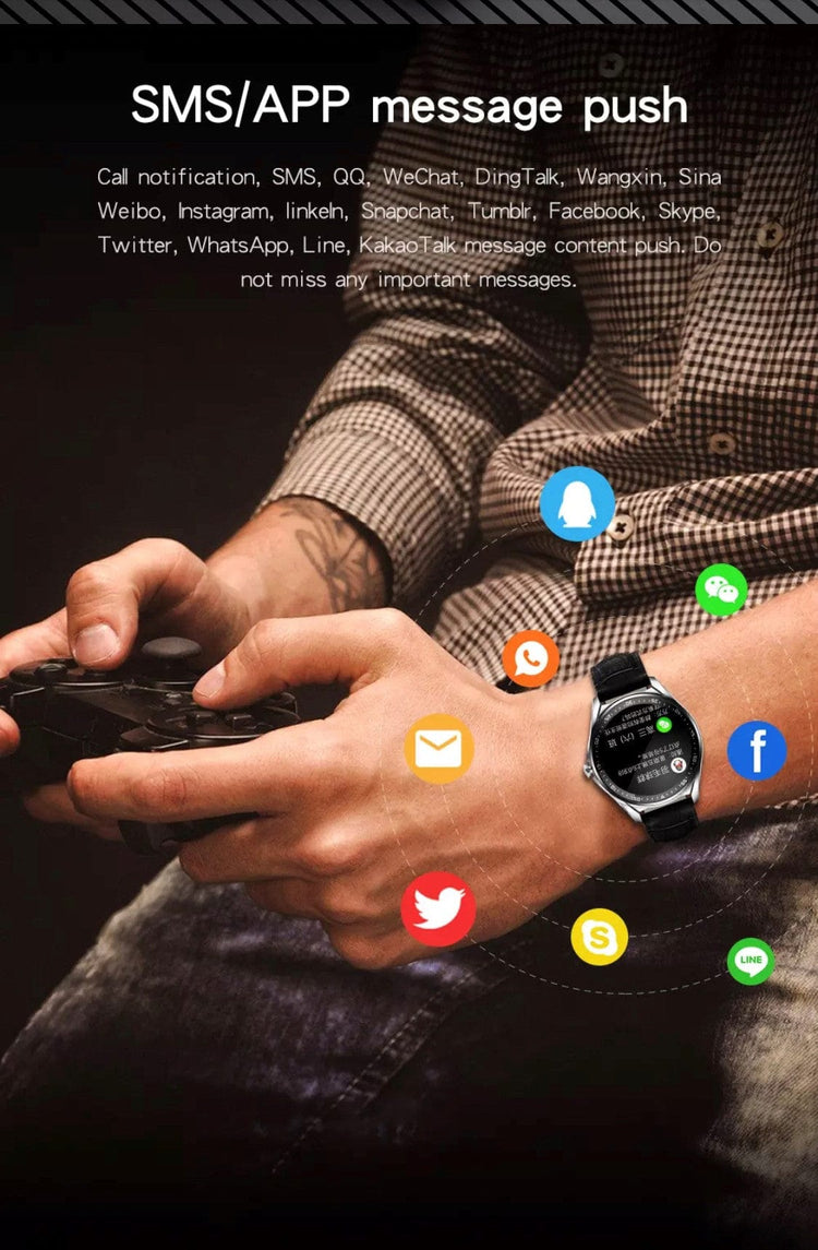 Smart Watch South Africa Watches Black Leather & Black Silicone SMARTOBY High End Business Black Leather & Black Silicone strap