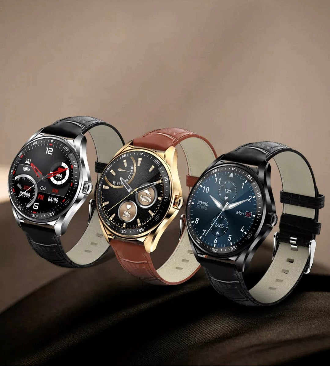 Smart Watch South Africa Watches Black Leather & Black Silicone SMARTOBY High End Business Black Leather & Black Silicone strap