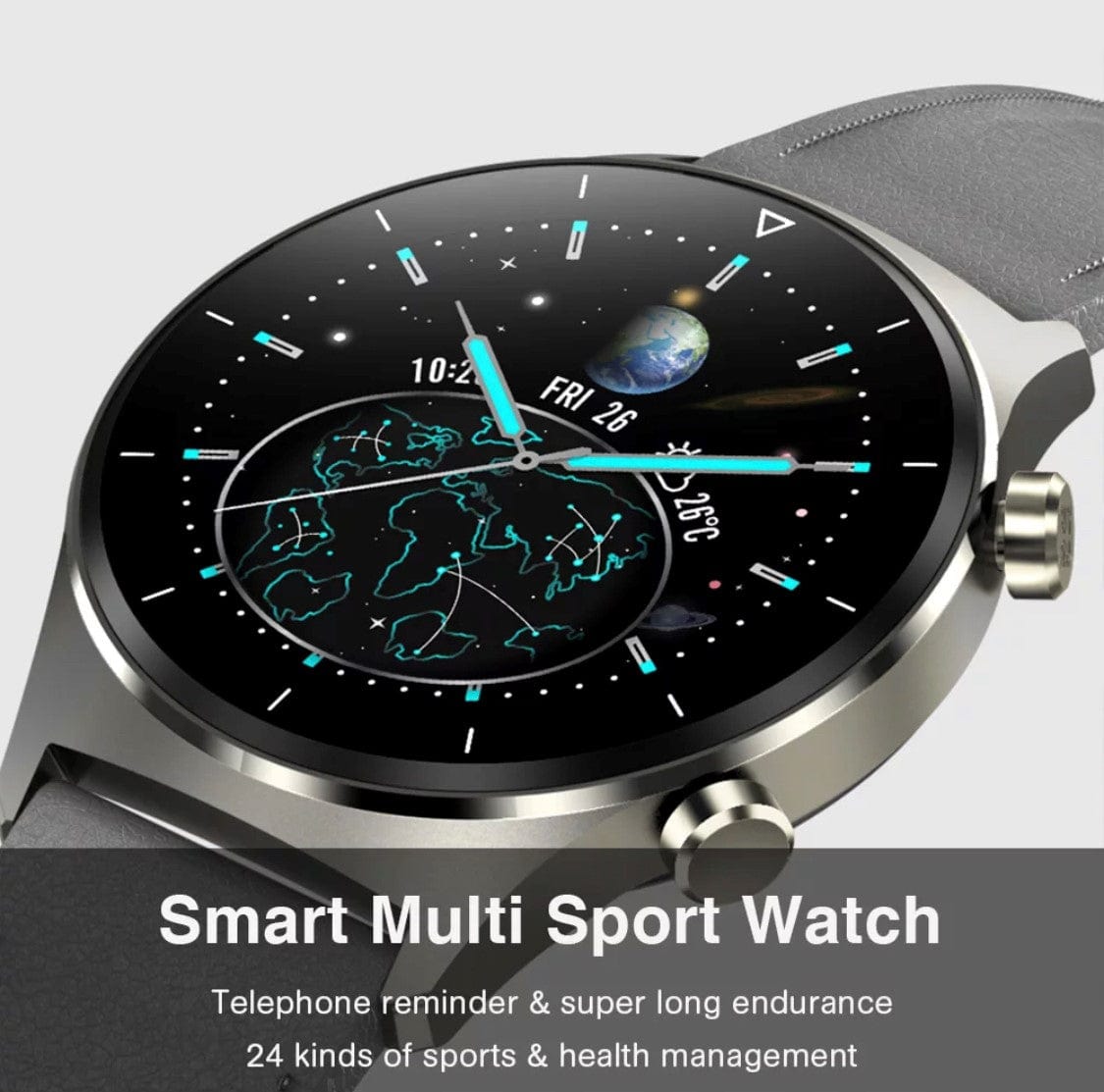 Smart Watch South Africa Watches Black Leather & Black Silicone Strap SMARTOBY Pro  Men Smartwatch Black  Leather & Black Silicone