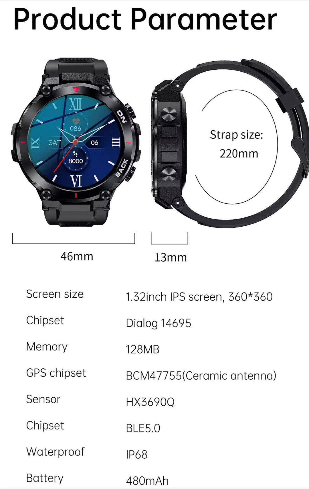 Smart Watch South Africa  Watches Black SENBONO K37 Black