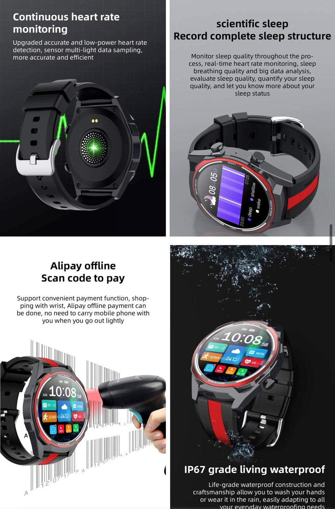 Smart Watch South Africa Watches Black SENBONO Max 16 Red