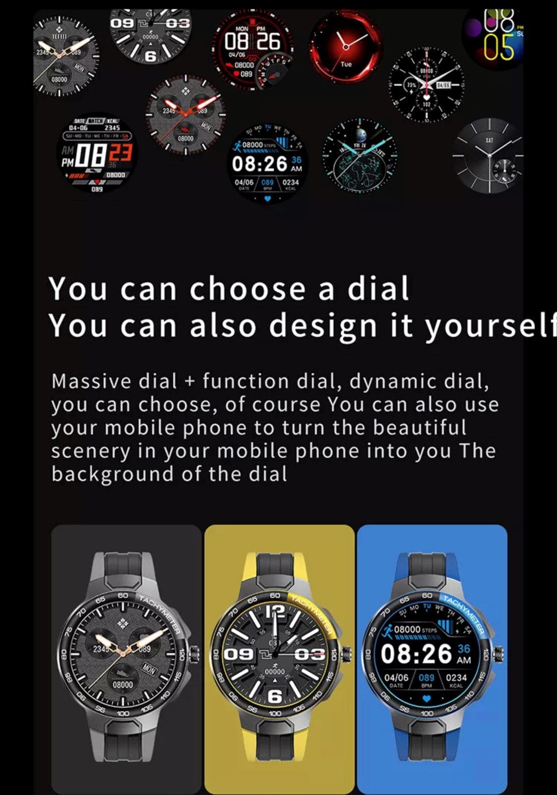 SMARTOBY E15 Black Sports Smart Watch