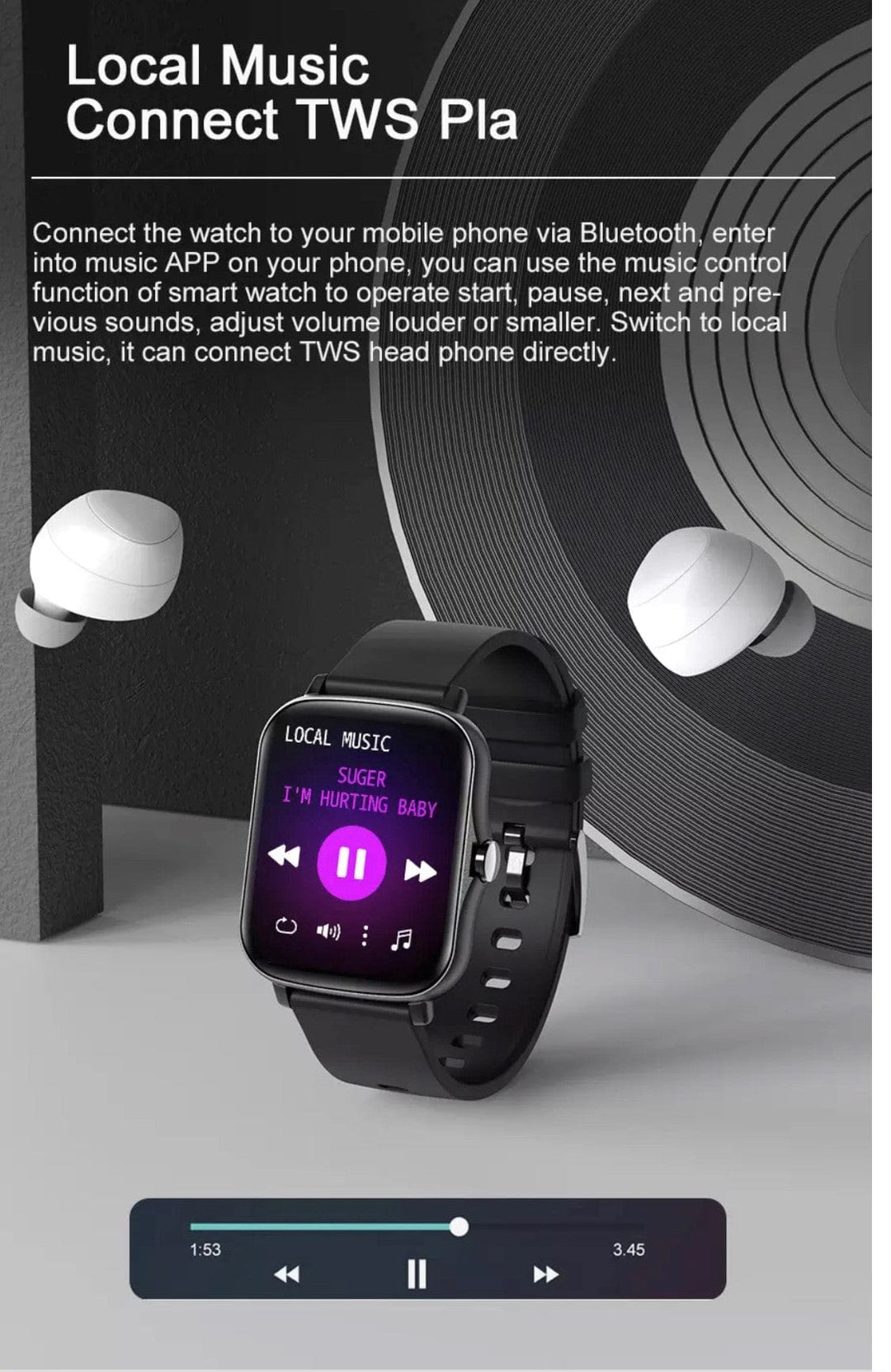 Smart Watch South Africa Watches Black SMARTOBY P8 MAX Black With BT Call