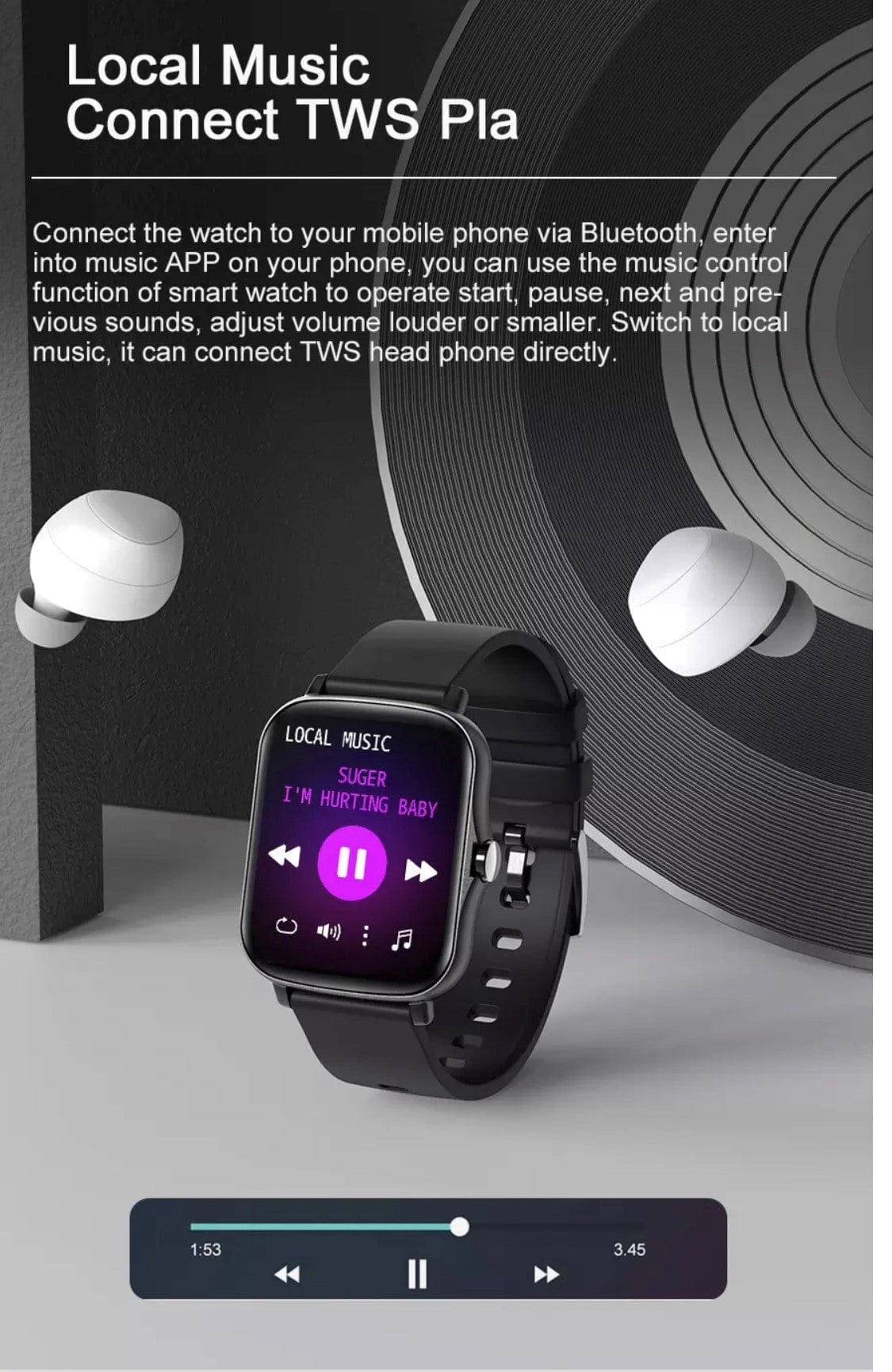 Smart Watch South Africa Watches Black SMARTOBY P8 MAX Black With BT Call