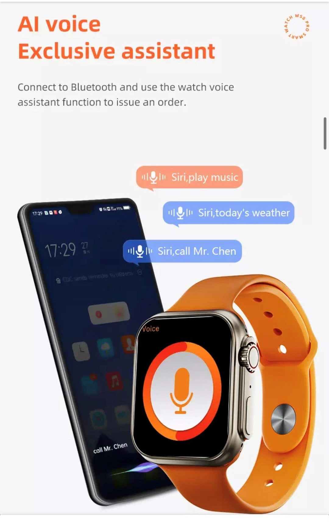 Smart Watch South Africa  Watches Black WS 8  Pro Ultra Black + free Bubble Strap