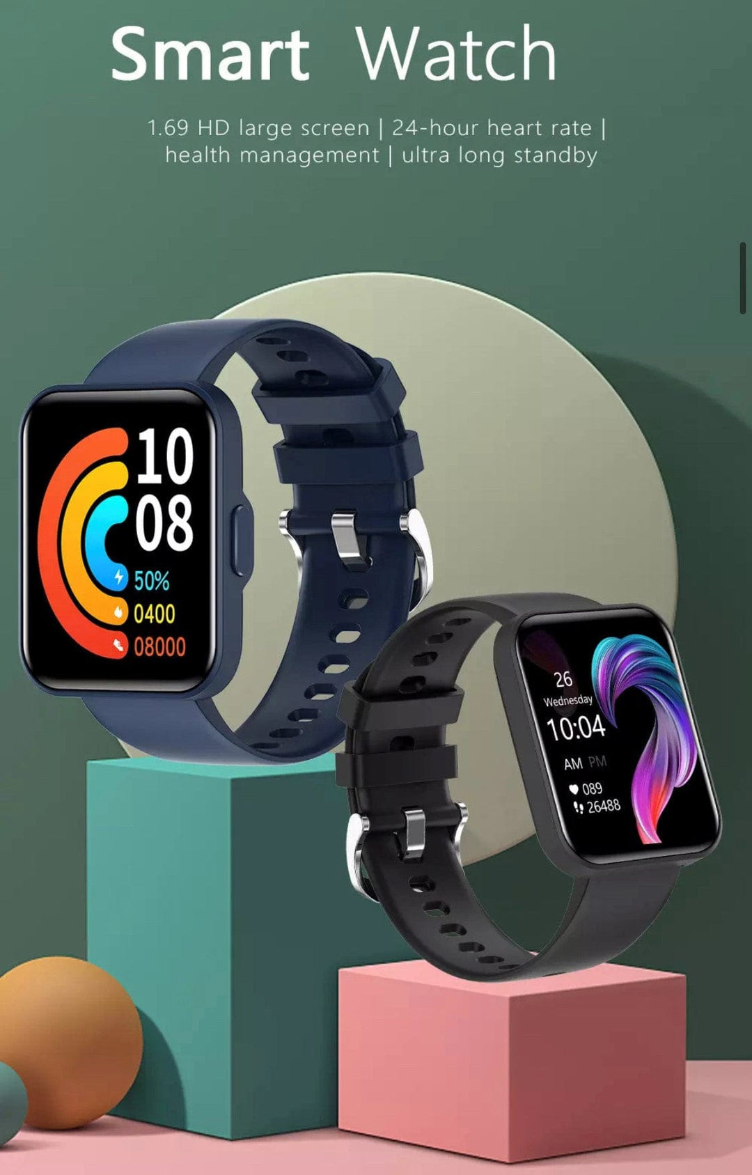 Smart Watch South Africa Watches Blue SMARTOBY 1,69 Inch HD Blue Exra Straps Availible