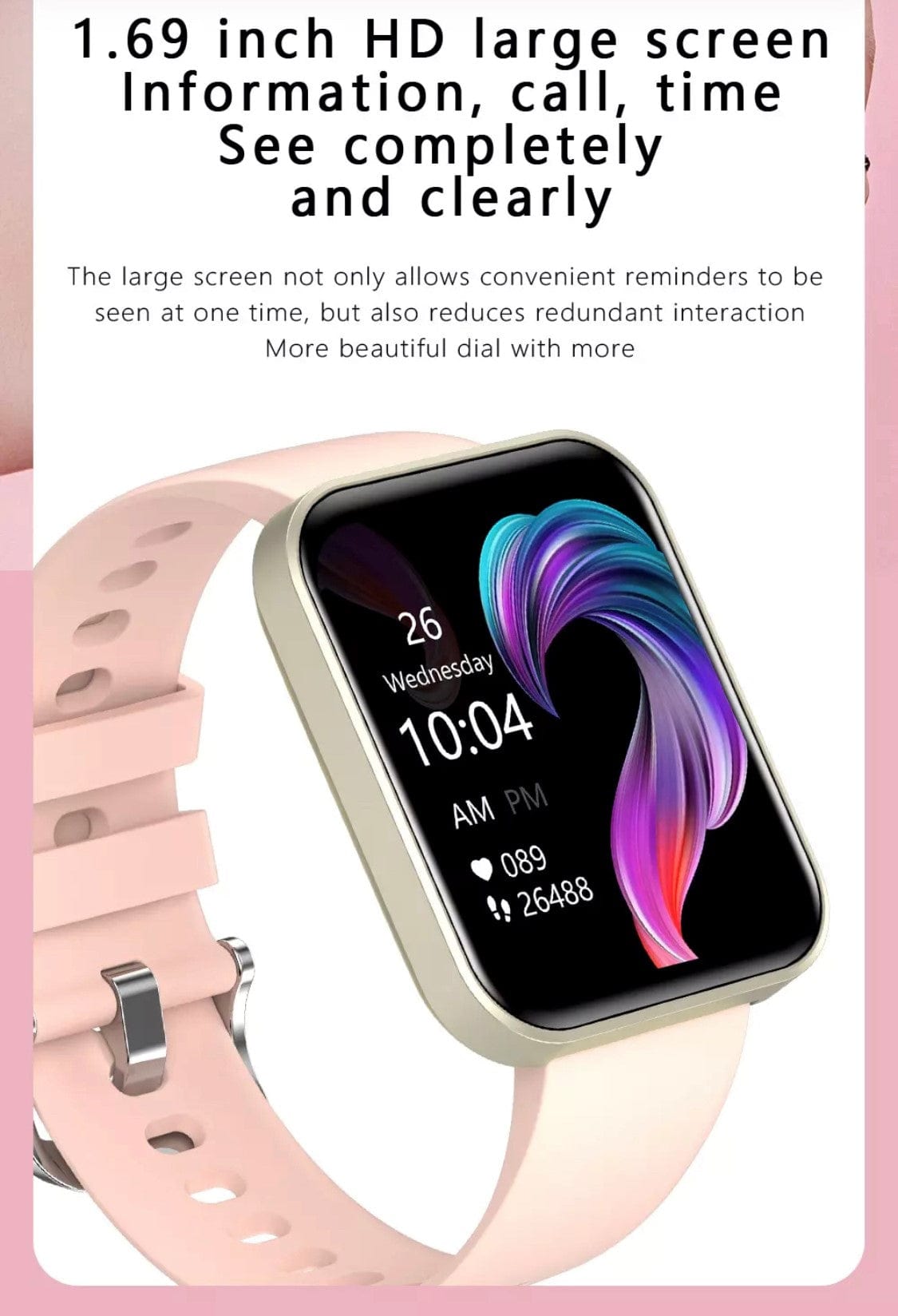 Smart Watch South Africa Watches Pink SMARTOBY 1,69 Inch HD Pink Extra Straps Availible
