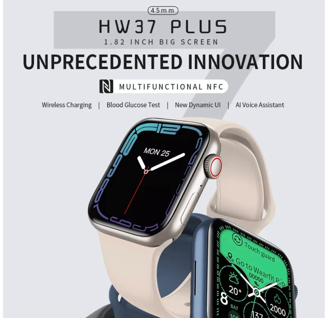 HW 37 Plus  Blue-- Verious Colour Straps Availible at R70 each. Smart Watch South Africa